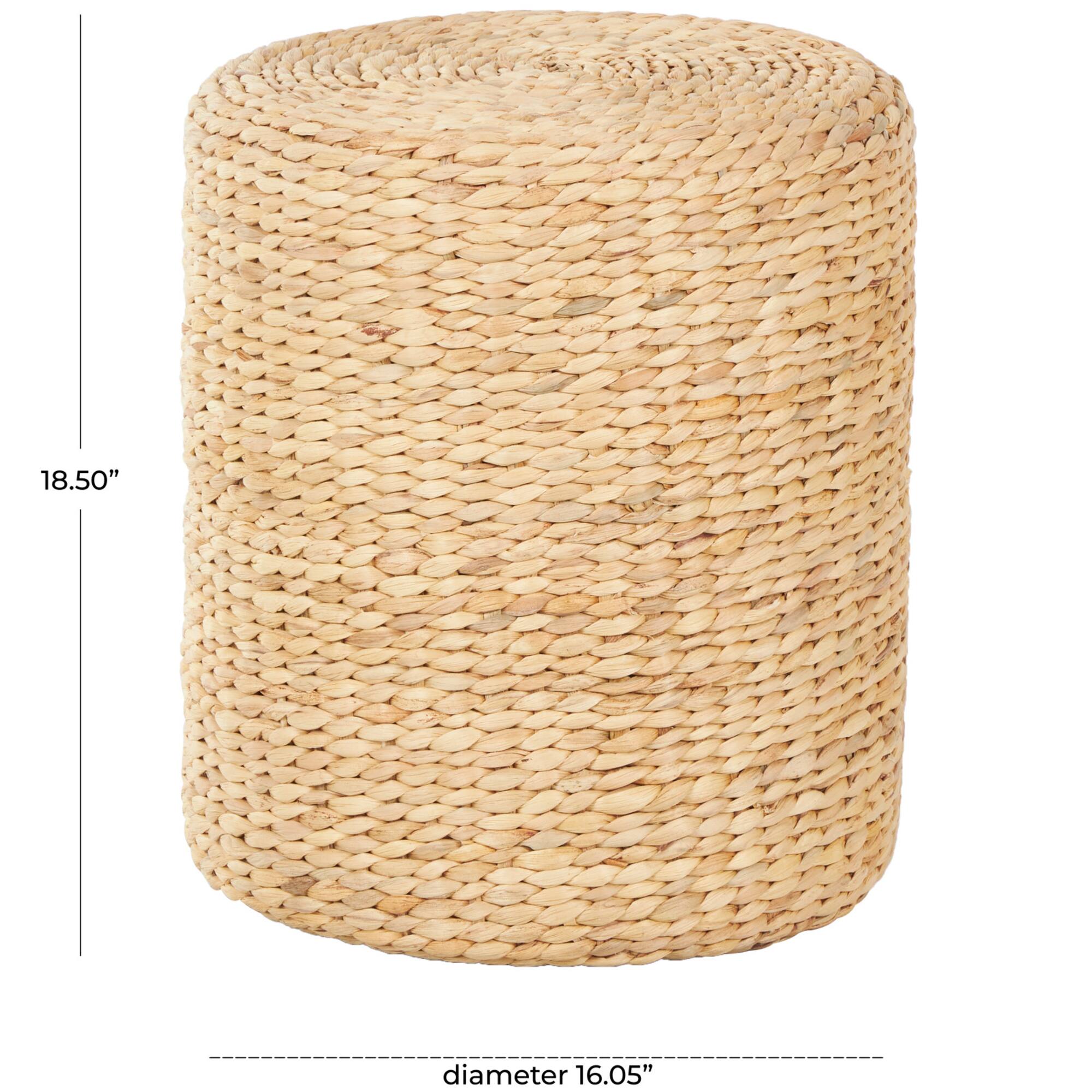 19" Brown Seagrass Handmade Woven Drum Accent Table